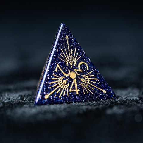 URWizards D&D Blue Sandstone Engraved Dice Set Lunar Eclipse - Urwizards
