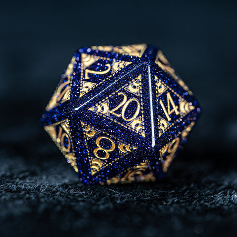 URWizards D&D Blue Sandstone Engraved Dice Set Lunar Eclipse - Urwizards