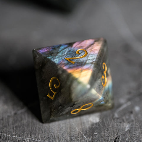 URWizards Dnd Labradorite Gemstone Engraved Dice Set Moon Style - Urwizards