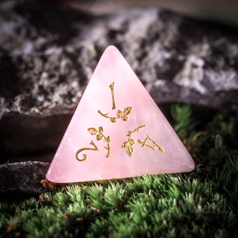URWizards Dnd Rose Quartz Gemstone Engraved Dice Set Plant Vine Style - Urwizards