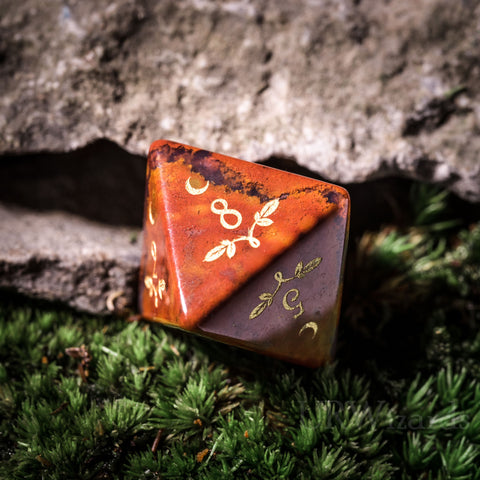 URWizards Dnd Indian Agate Gemstone Engraved Dice Set Plant Vine Style - Urwizards