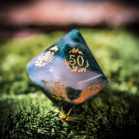 URWizards Dnd Indian Agate Gemstone Engraved Dice Set Plant Vine Style - Urwizards