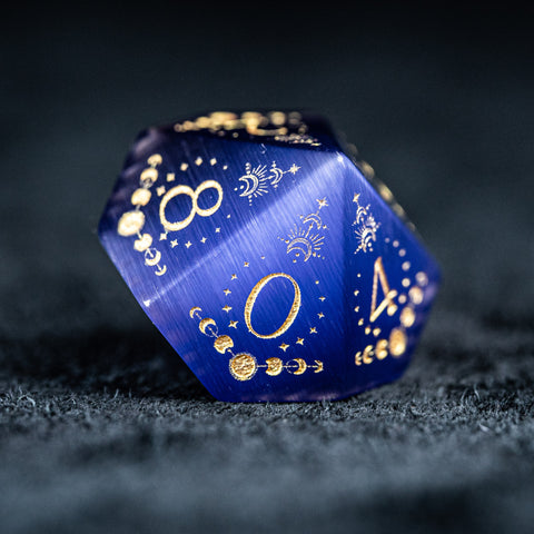 URWizards D&D Purple Cat's Eye Engraved Dice Set Lunar Eclipse - Urwizards