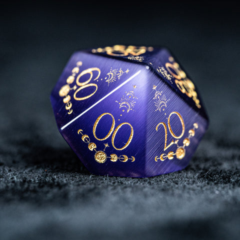 URWizards D&D Purple Cat's Eye Engraved Dice Set Lunar Eclipse - Urwizards