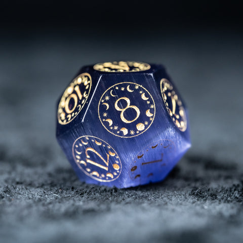 URWizards D&D Purple Cat's Eye Engraved Dice Set Lunar Eclipse - Urwizards