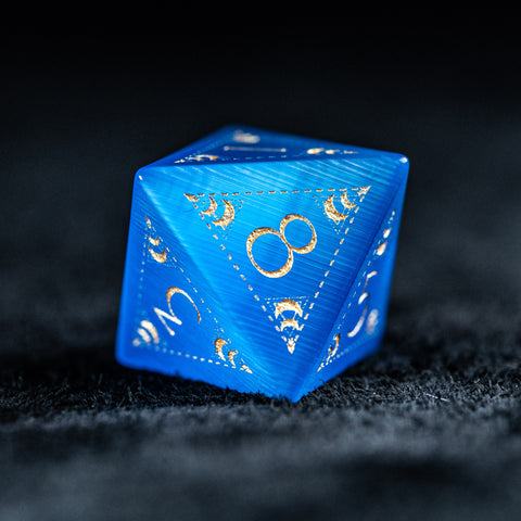 URWizards D&D Blue Cat's Eye Engraved Dice Set Lunar Eclipse - Urwizards