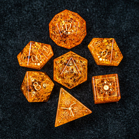 URWizards D&D Blast Lava Glass Engraved Dice Set Lunar Eclipse - Urwizards