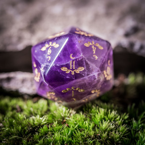 URWizards Dnd Amethyst Gemstone Engraved Dice Set Plant Vine Style - Urwizards