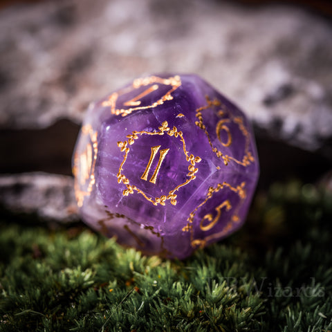 URWizards Dnd Amethyst Gemstone Engraved Dice Set Plant Vine Style - Urwizards