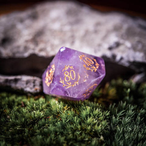 URWizards Dnd Amethyst Gemstone Engraved Dice Set Plant Vine Style - Urwizards