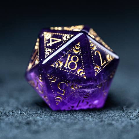 URWizards D&D Amethyst Engraved Dice Set Lunar Eclipse - Urwizards
