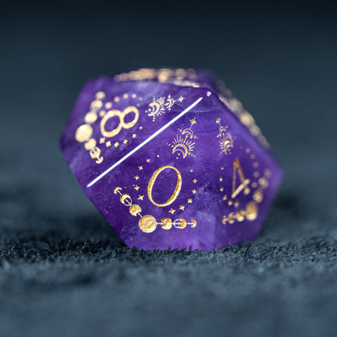 URWizards D&D Amethyst Engraved Dice Set Lunar Eclipse - Urwizards