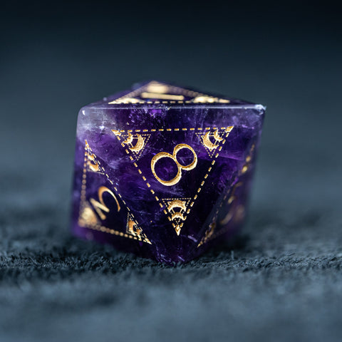 URWizards D&D Amethyst Engraved Dice Set Lunar Eclipse - Urwizards