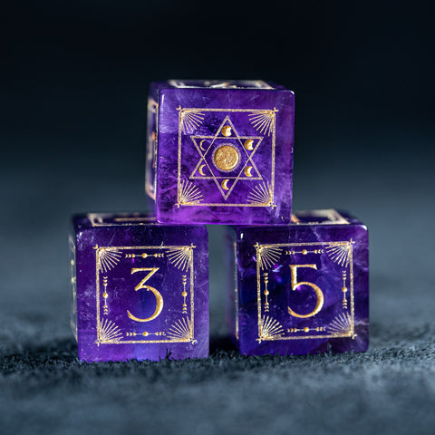 URWizards D&D Amethyst Engraved Dice Set Lunar Eclipse - Urwizards