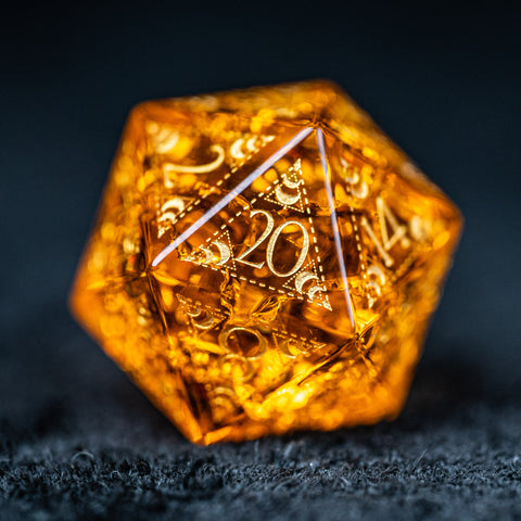 URWizards D&D Blast Lava Glass Engraved Dice Set Lunar Eclipse - Urwizards