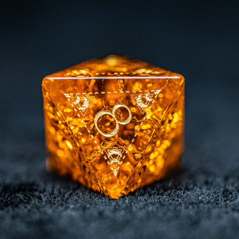 URWizards D&D Blast Lava Glass Engraved Dice Set Lunar Eclipse - Urwizards