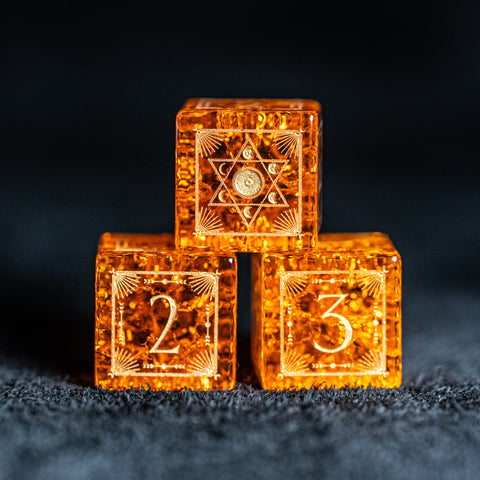URWizards D&D Blast Lava Glass Engraved Dice Set Lunar Eclipse - Urwizards