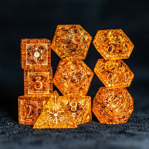 URWizards D&D Blast Lava Glass Engraved Dice Set Lunar Eclipse - Urwizards