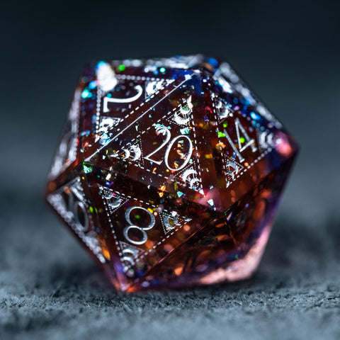 URWizards D&D Resin Dawn Glitter Engraved Dice Set Lunar Eclipse - Urwizards
