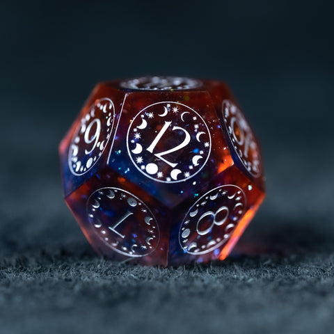 URWizards D&D Resin Dawn Glitter Engraved Dice Set Lunar Eclipse - Urwizards