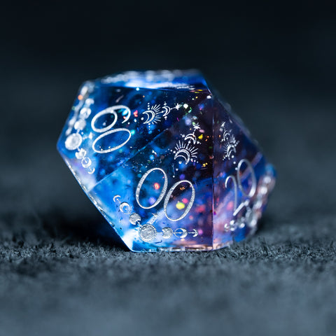 URWizards D&D Resin Dawn Glitter Engraved Dice Set Lunar Eclipse - Urwizards