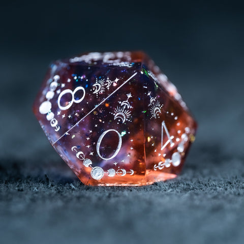 URWizards D&D Resin Dawn Glitter Engraved Dice Set Lunar Eclipse - Urwizards