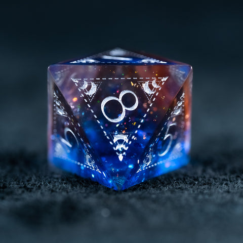 URWizards D&D Resin Dawn Glitter Engraved Dice Set Lunar Eclipse - Urwizards