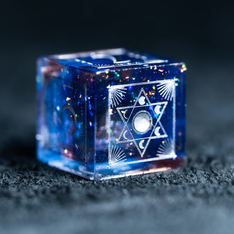 URWizards D&D Resin Dawn Glitter Engraved Dice Set Lunar Eclipse - Urwizards