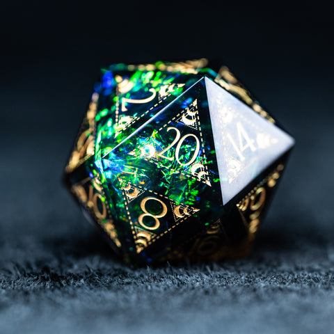 URWizards D&D Resin Dark Glitter Engraved Dice Set Lunar Eclipse - Urwizards