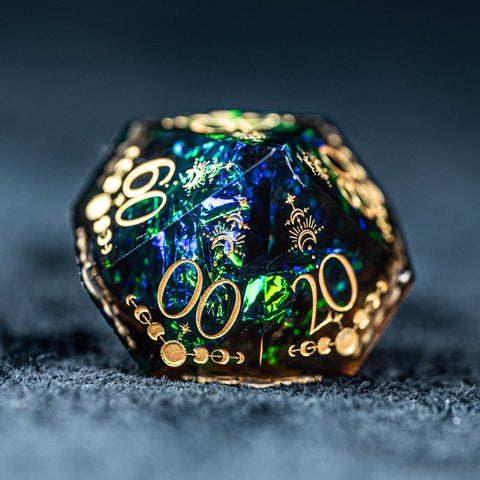 URWizards D&D Resin Dark Glitter Engraved Dice Set Lunar Eclipse - Urwizards