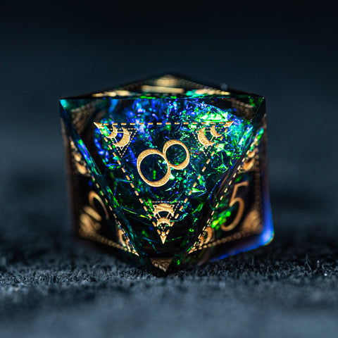 URWizards D&D Resin Dark Glitter Engraved Dice Set Lunar Eclipse - Urwizards
