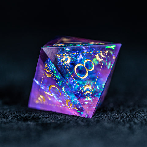 URWizards D&D Resin Purple Glitter Engraved Dice Set Lunar Eclipse - Urwizards