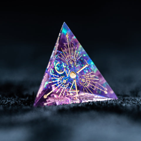 URWizards D&D Resin Purple Glitter Engraved Dice Set Lunar Eclipse - Urwizards