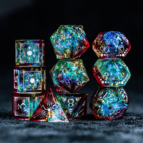 URWizards D&D Resin Toxic Glitter Engraved Dice Set Lunar Eclipse - Urwizards