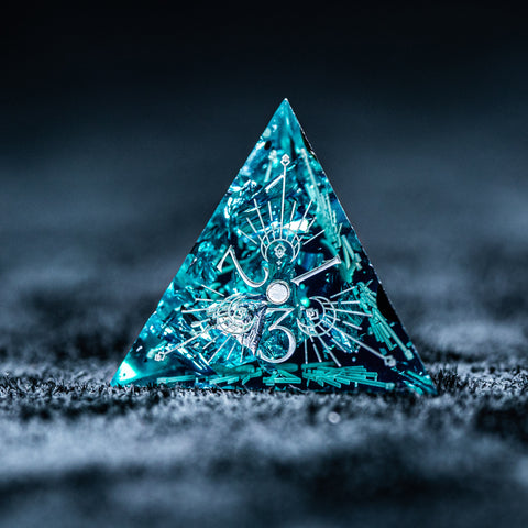 URWizards D&D Resin Ice Glitter Engraved Dice Set Lunar Eclipse - Urwizards