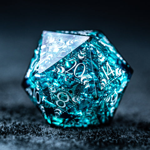 URWizards D&D Resin Ice Glitter Engraved Dice Set Lunar Eclipse - Urwizards