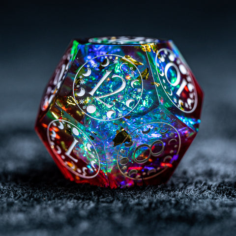 URWizards D&D Resin Toxic Glitter Engraved Dice Set Lunar Eclipse - Urwizards
