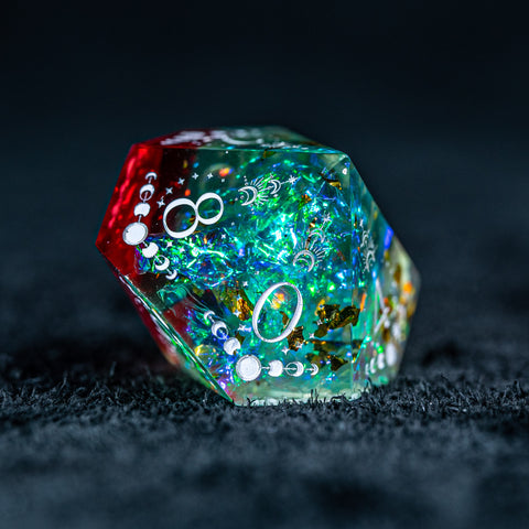 URWizards D&D Resin Toxic Glitter Engraved Dice Set Lunar Eclipse - Urwizards