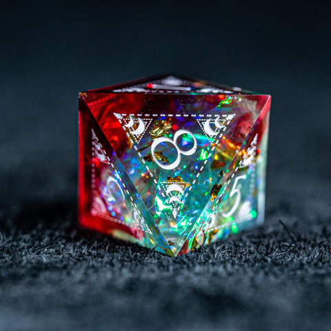 URWizards D&D Resin Toxic Glitter Engraved Dice Set Lunar Eclipse - Urwizards