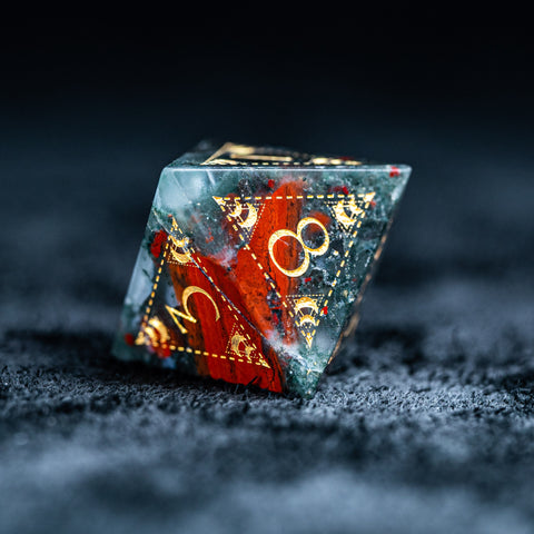 URWizards D&D Blood stone Engraved Dice Set Lunar Eclipse - Urwizards