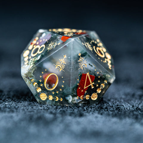 URWizards D&D Blood stone Engraved Dice Set Lunar Eclipse - Urwizards