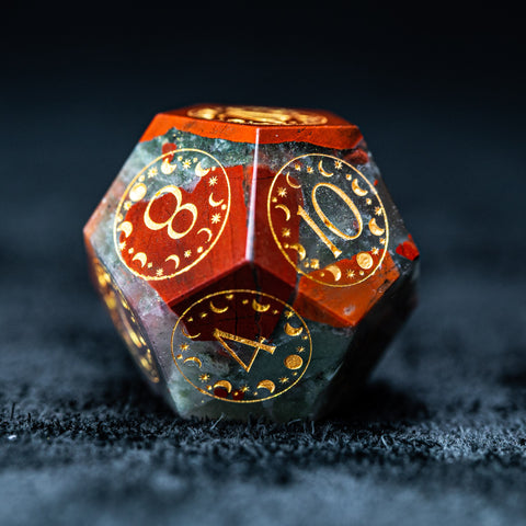 URWizards D&D Blood stone Engraved Dice Set Lunar Eclipse - Urwizards