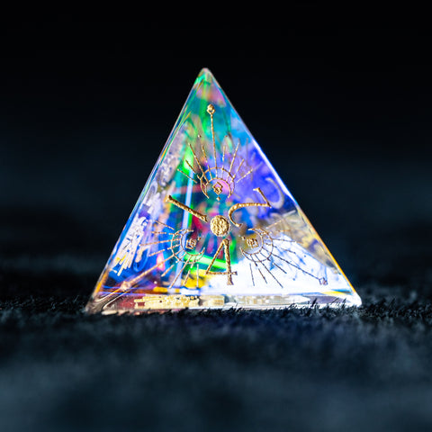 URWizards D&D Dichroic Glass Engraved Dice Set Lunar Eclipse Gold Inked - Urwizards