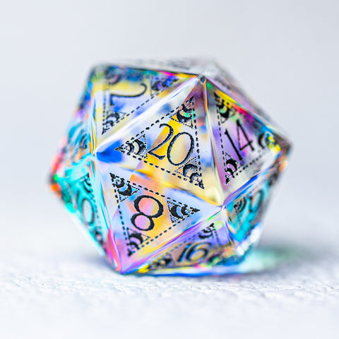 URWizards D&D Dichroic Glass Engraved Dice Set Lunar Eclipse - Urwizards