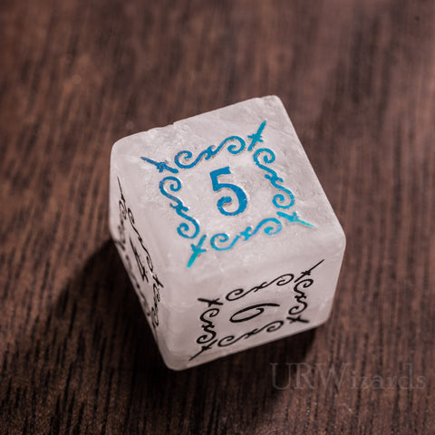 URWizards Clear Quartz Raised Plating Number Dice Set Dagger Style - Urwizards