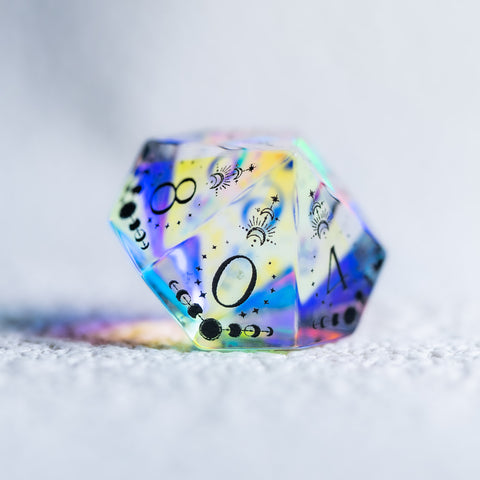 URWizards D&D Dichroic Glass Engraved Dice Set Lunar Eclipse - Urwizards