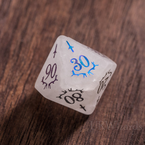 URWizards Clear Quartz Raised Plating Number Dice Set Dagger Style - Urwizards