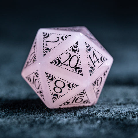 URWizards D&D Rose Quartz Engraved Dice Set Lunar Eclipse - Urwizards