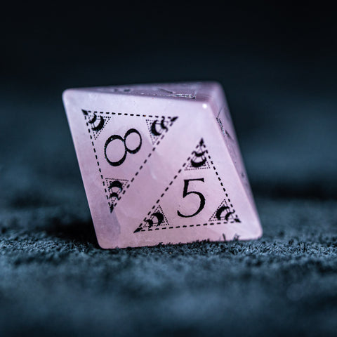 URWizards D&D Rose Quartz Engraved Dice Set Lunar Eclipse - Urwizards