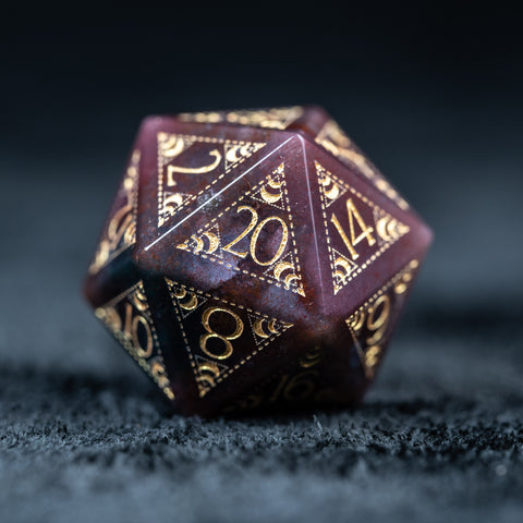 URWizards D&D Indian Agate Engraved Dice Set Lunar Eclipse - Urwizards